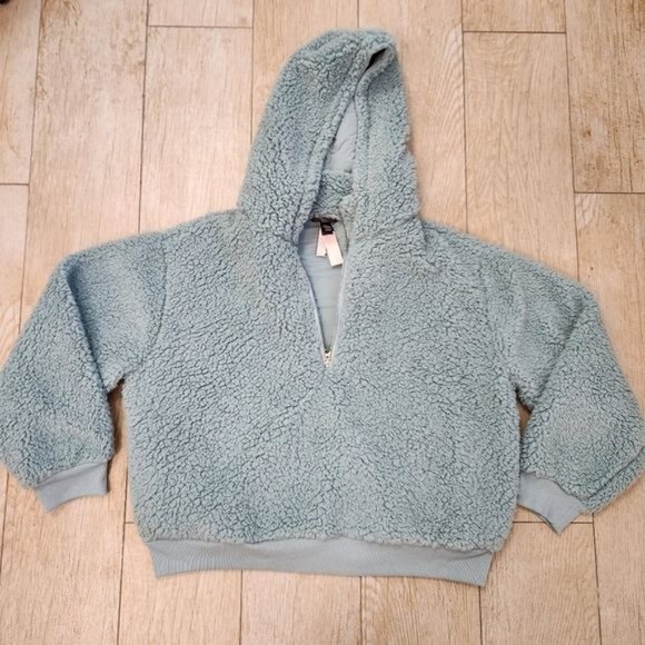 Victoria's Secret Womens Green Sherpa Half-Zip Hoodie Pullover - Picture 7 of 12